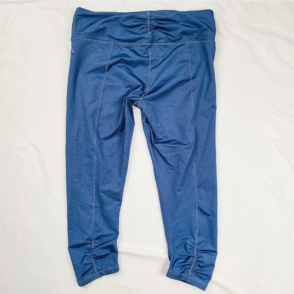 PrAna Scrunch Yoga Cropped Leggings Blue Large